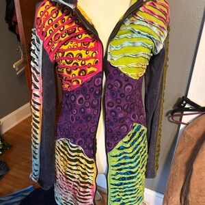 Colorful Patchwork Zip-Up Hoodie